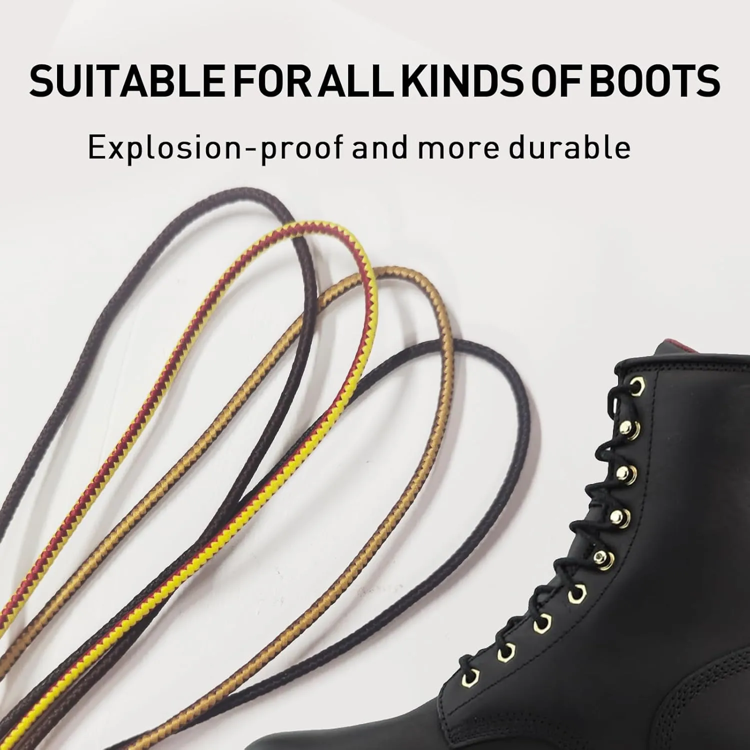 1/8" Long Boots Laces Chippewa Logger Boots, 3mm Round Outdoor Heavy Duty Shoelaces Replacement Laces
