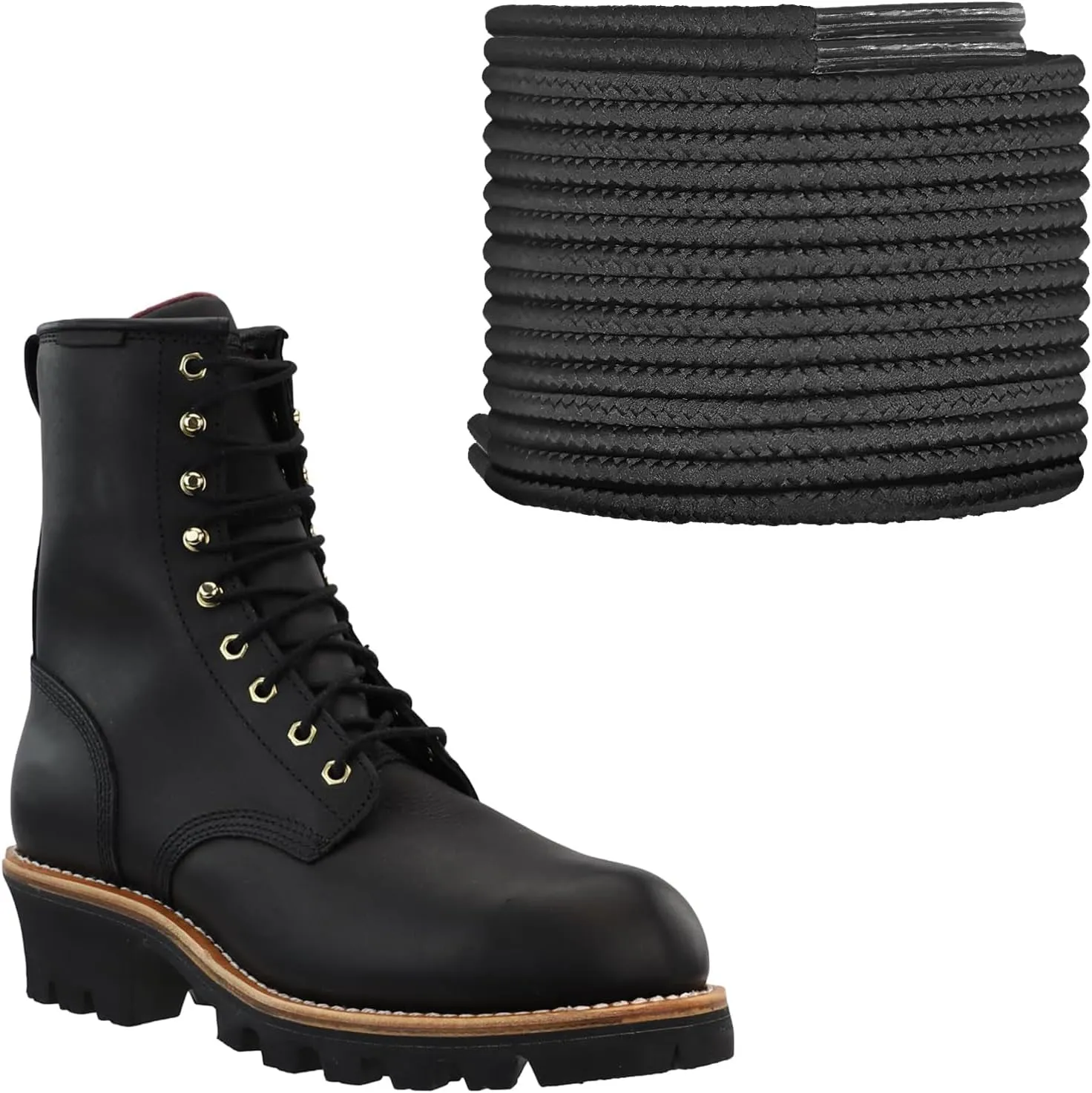 1/8" Long Boots Laces Chippewa Logger Boots, 3mm Round Outdoor Heavy Duty Shoelaces Replacement Laces