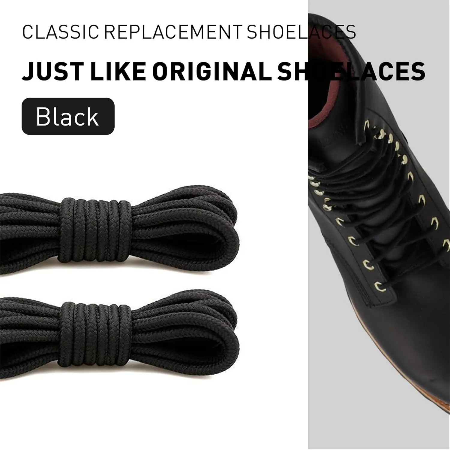 1/8" Long Boots Laces Chippewa Logger Boots, 3mm Round Outdoor Heavy Duty Shoelaces Replacement Laces