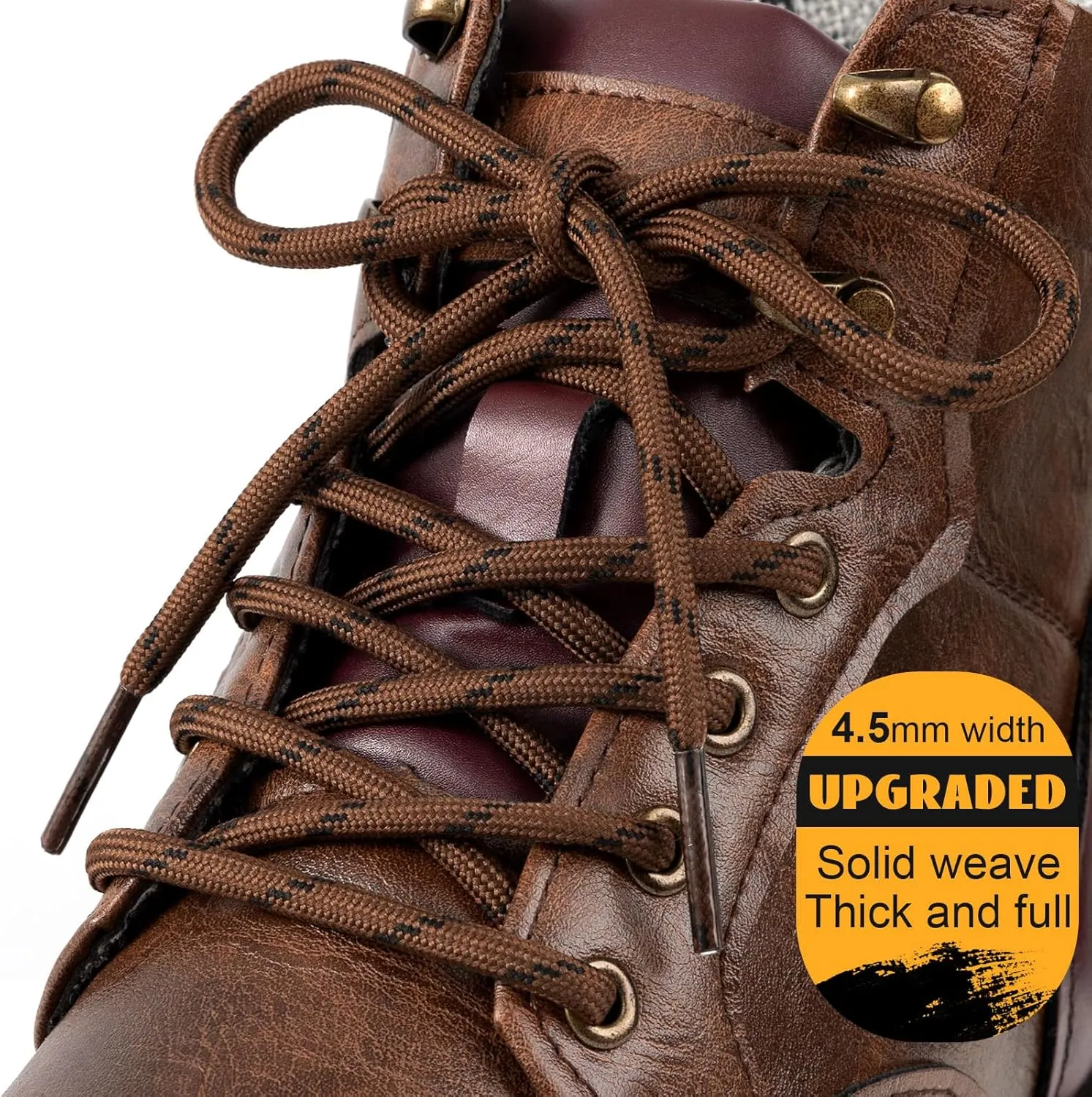 2 Pairs Work Boots Shoe Laces 4.5mm Heavy Duty Hiking Shoelaces for Men & Women