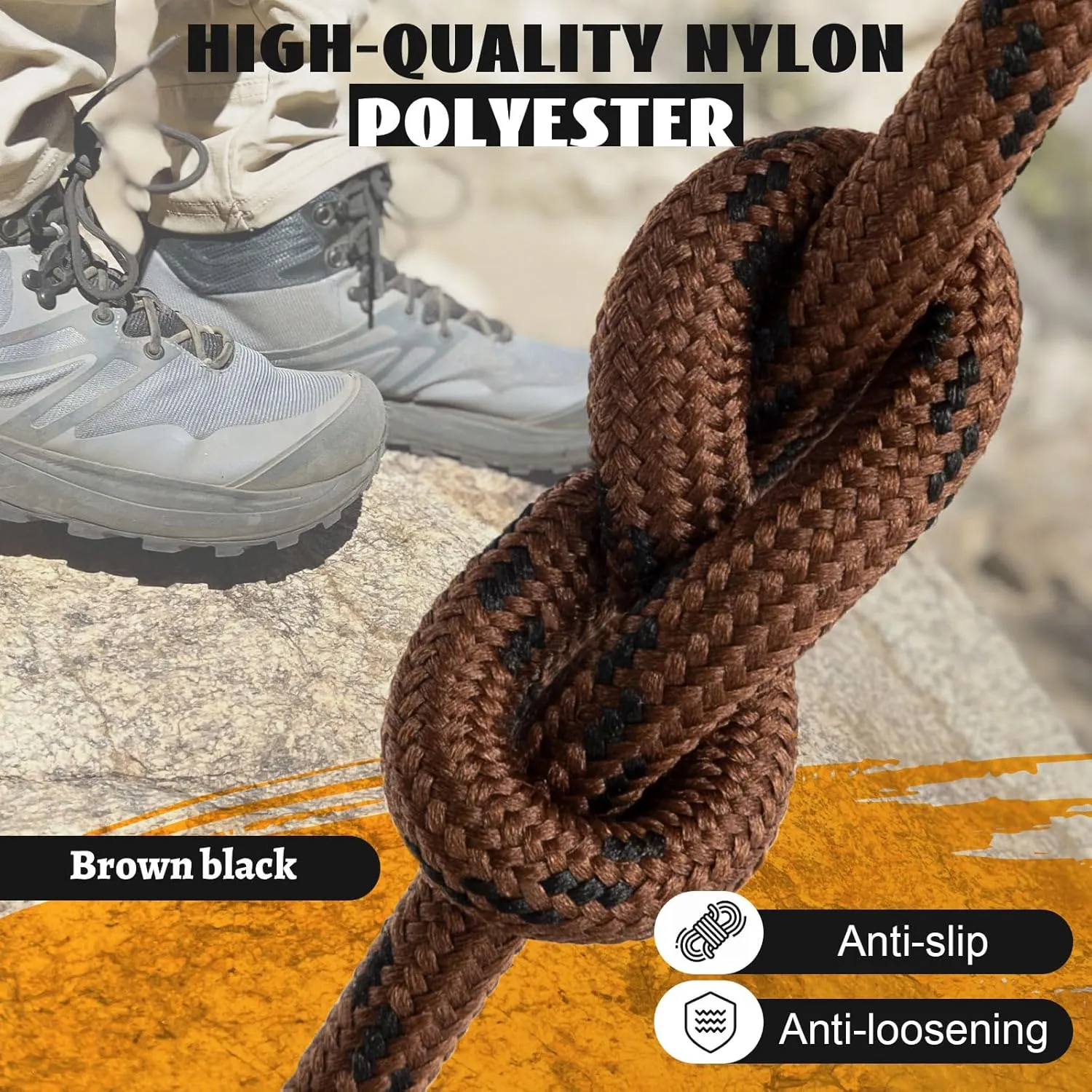 2 Pairs Work Boots Shoe Laces 4.5mm Heavy Duty Hiking Shoelaces for Men & Women
