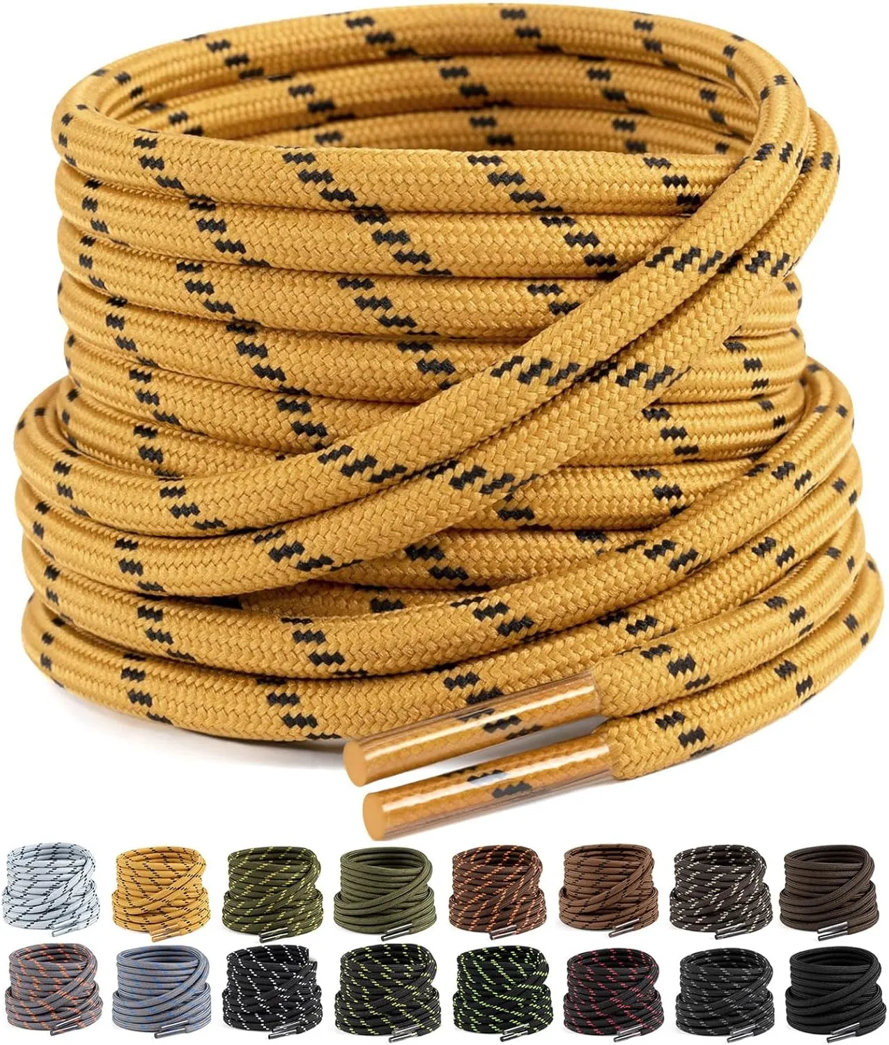 2 Pairs Work Boots Shoe Laces 4.5mm Heavy Duty Hiking Shoelaces for Men & Women