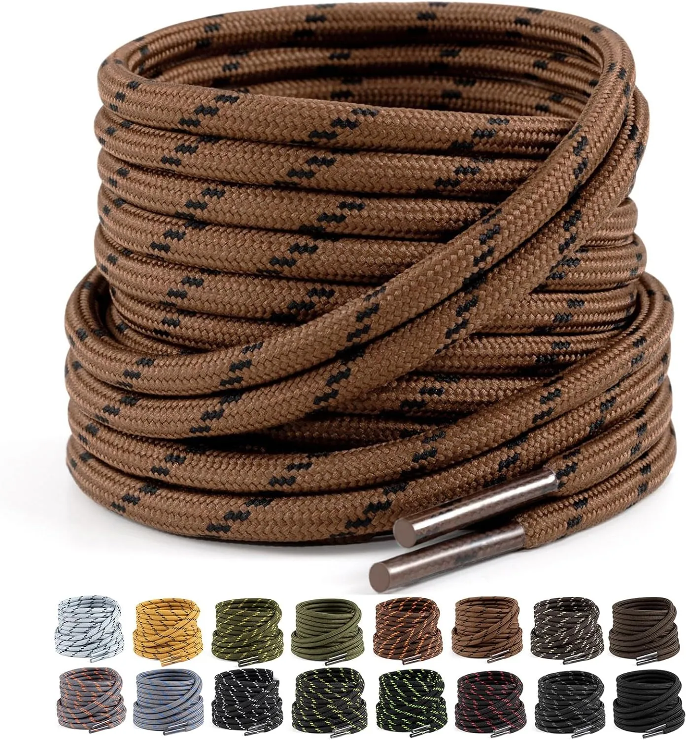 2 Pairs Work Boots Shoe Laces 4.5mm Heavy Duty Hiking Shoelaces for Men & Women