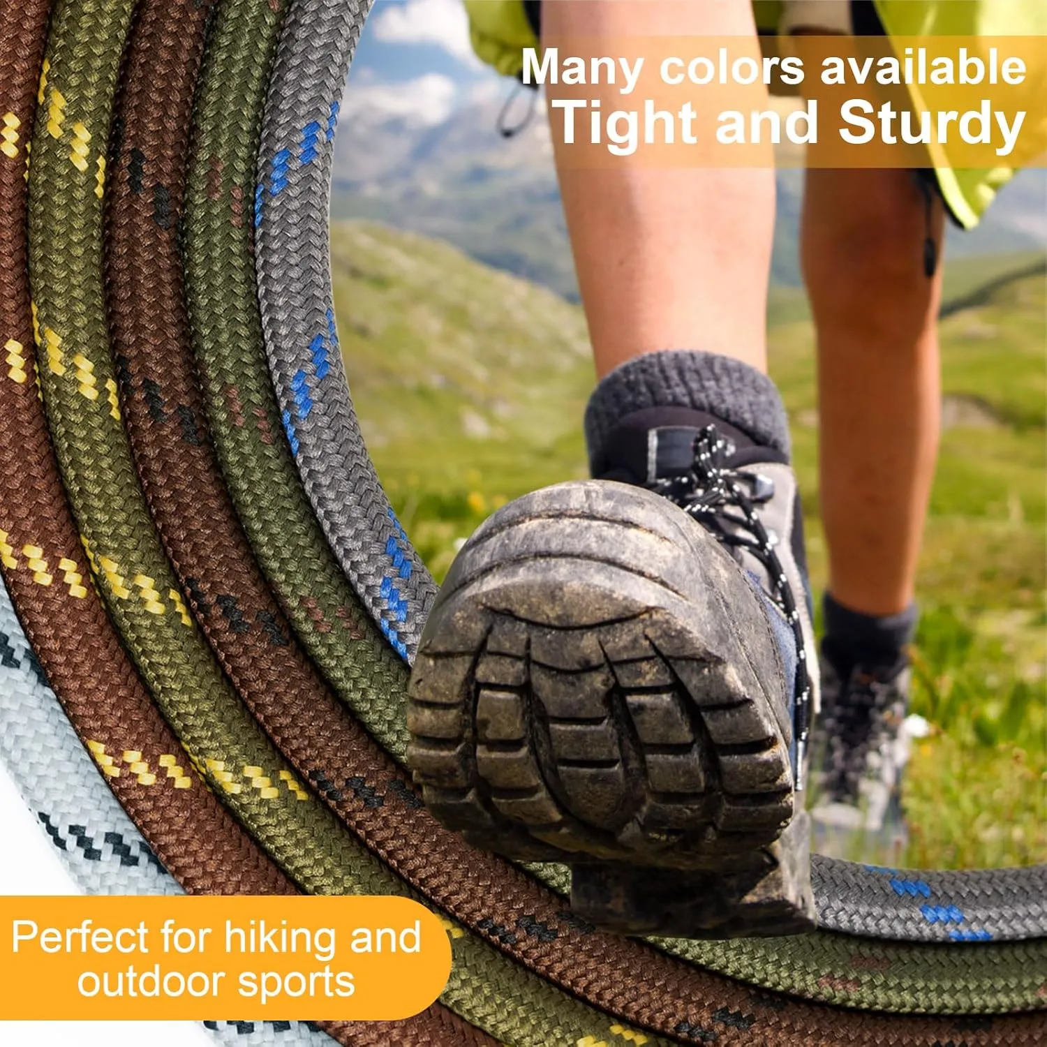2 Pairs Work Boots Shoe Laces 4.5mm Heavy Duty Hiking Shoelaces for Men & Women