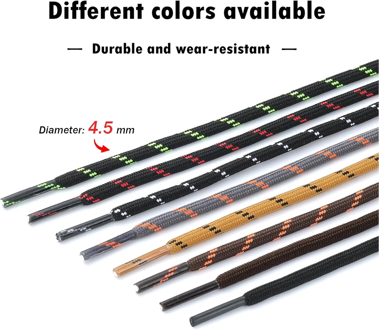 2 Pairs Work Boots Shoe Laces 4.5mm Heavy Duty Hiking Shoelaces for Men & Women