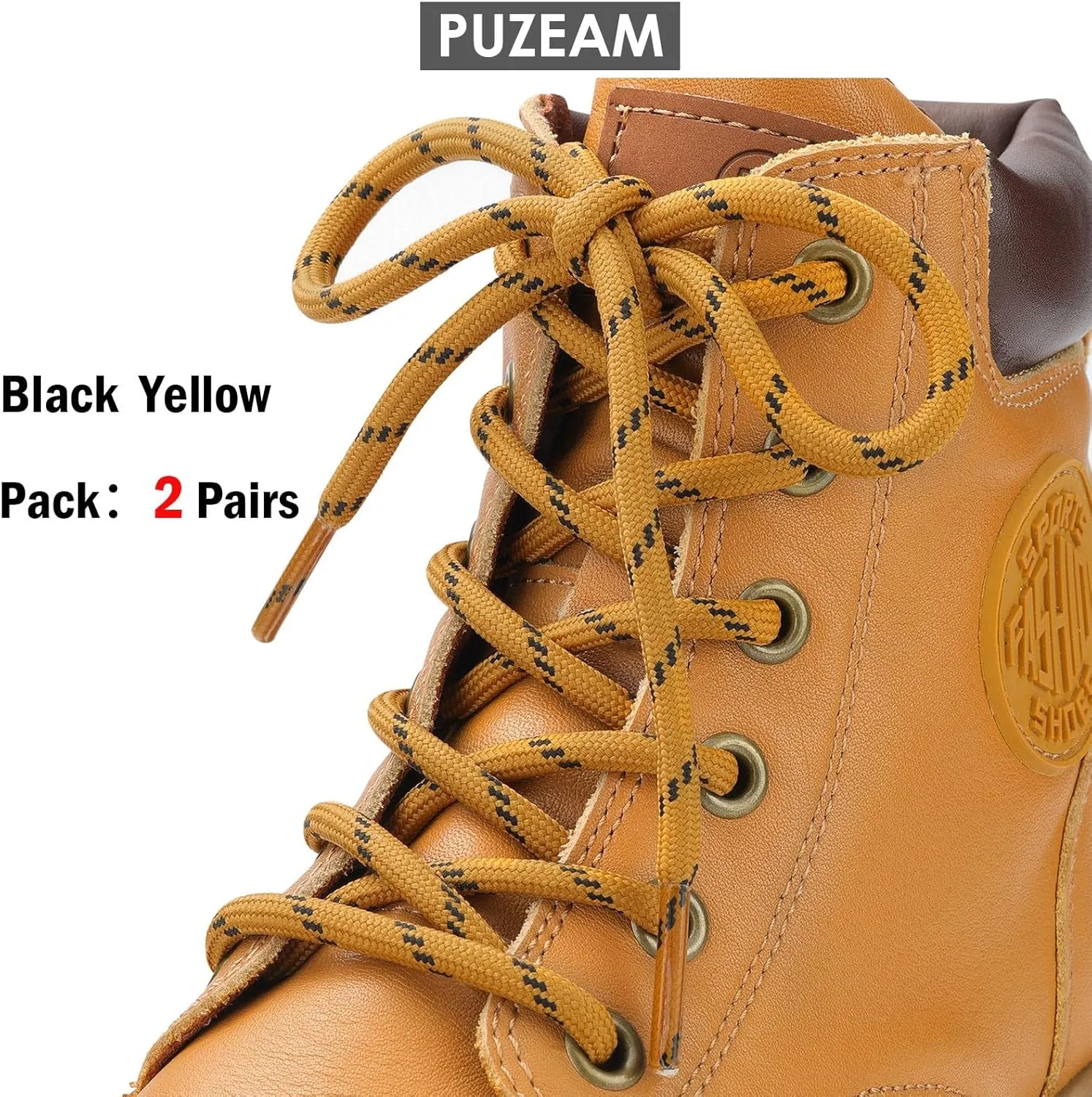 2 Pairs Work Boots Shoe Laces 4.5mm Heavy Duty Hiking Shoelaces for Men & Women