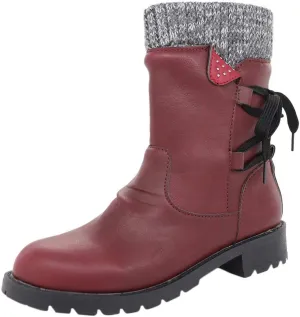 AMDBEL Boots For Women Cowboy Style, Chelsea Boots Women Flower Embroidery Mid Calf Chunky Platform Boots Cowgirls Boots