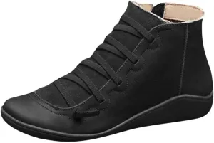 AMDBEL Cowboy Boots for Women Short, Chelsea Boots Women, Ankle Boots for Women Low Heel, Womens Leather Cowboy Cowgirl Ankle Short Shoes Fashion Zipper Platform Wedge Booties