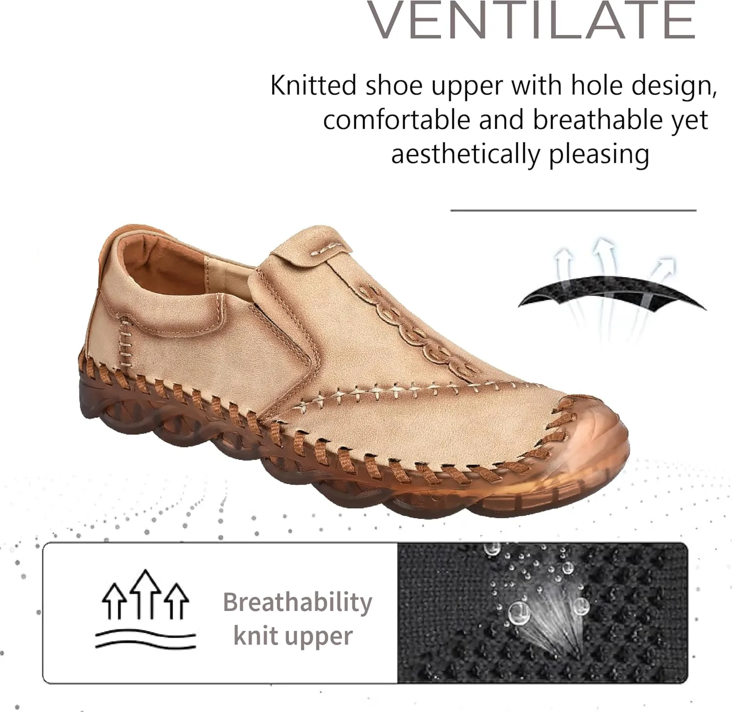 Asifn Mens Slip On Loafers Leather Casual Lightweight Comfortable Walking Retro Fashion Driving Shoes