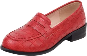 Betastella Women's Low Heel Loafers Chunky Pull On Pumps