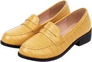 Betastella Women's Low Heel Loafers Chunky Pull On Pumps