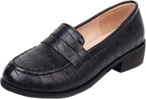 Betastella Women's Low Heel Loafers Chunky Pull On Pumps