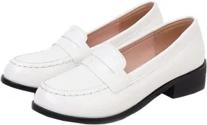 Betastella Women's Low Heel Loafers Chunky Pull On Pumps