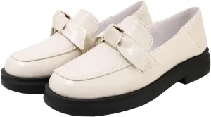 Betastella Women's Low Heel Loafers Platform Chunky Pull On Pumps with Bow