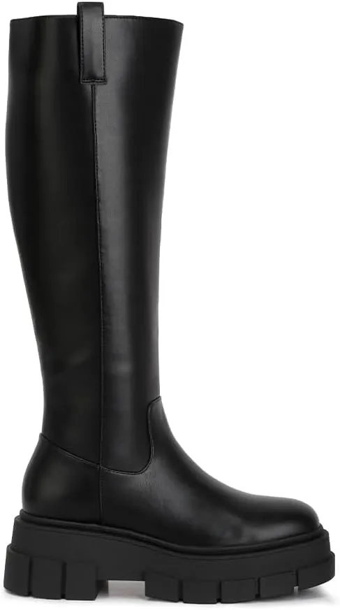 Blume Faux Leather Chunky Platform Knee Length Boots