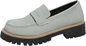 Bootara Loafers Women, 2025 Women's Plus Size Casual Retro Suede Loafers with Chunky Heel Platform