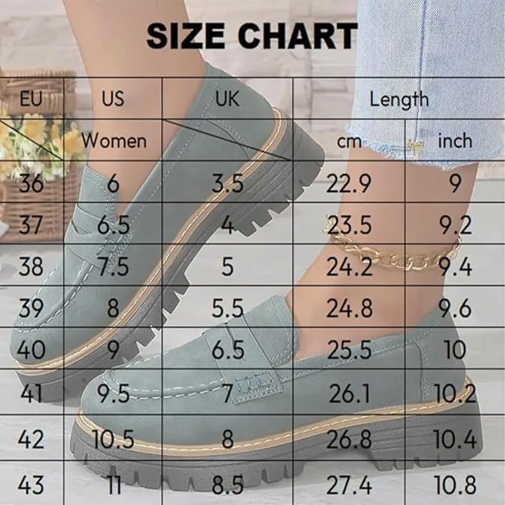 Bootara Loafers Women,Women's Plus Size Casual Retro Suede Loafers,with Chunky Heel Platform,Comfortable Slip on Work