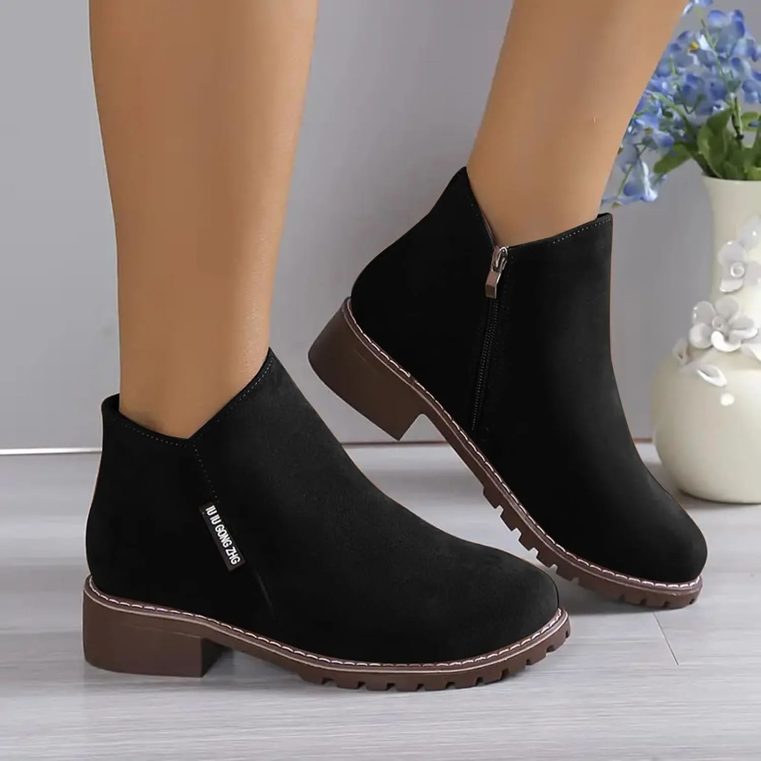 Boots for Women Ankle Booties Suede Chelsea Boots Side Zipper Ankle Booties Casual Style