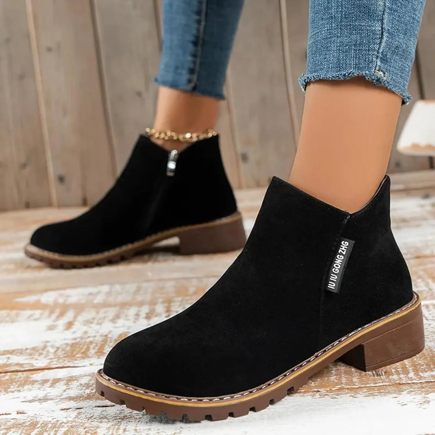Boots for Women Ankle Booties Suede Chelsea Boots Side Zipper Ankle Booties Casual Style