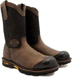 CEBU Men's HL200 Steel Toe Work Boots - heavy duty, breathable, oil and acid resistant, perfect for warehouse, utilities, manufacturing, plumbing and more, 10" Pull On