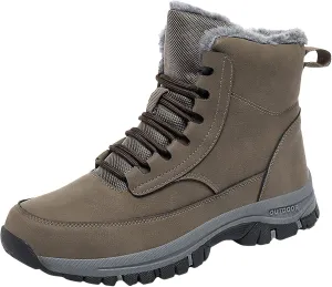 Cold Proof Insulated Snow Boots for Men Plus Velvet Warm Winter Boots Lace Up Mid Calf Boots Hiking Boots