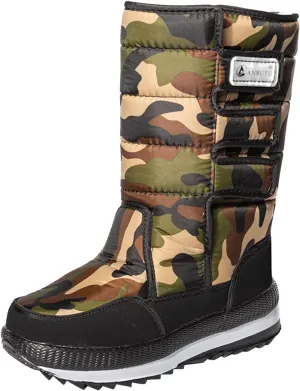 Cold Proof Snow Boots for Men and Women Non Slip Thick Bottom Boots Water Proof Fleece Lined Warm Mid Calf Boots