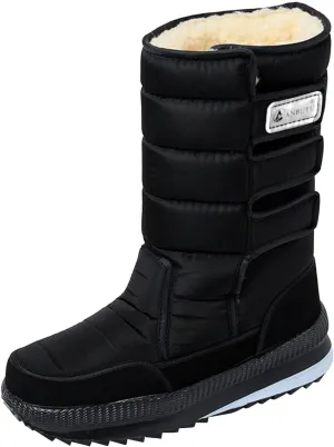 Cold Proof Snow Boots for Men and Women Non Slip Thick Bottom Boots Water Proof Fleece Lined Warm Mid Hardcore Shoes