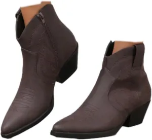 Cowboy Boots for Women Cowgirl Ankle Western Embroidered Stitched Pointed Toe Cutout Chunky Heels Short Booties