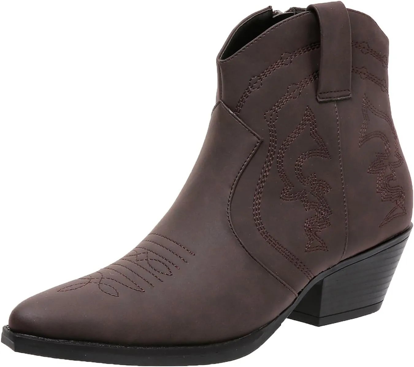 Cowboy Boots for Women Cowgirl Ankle Western Embroidered Stitched Pointed Toe Cutout Chunky Heels Short Booties