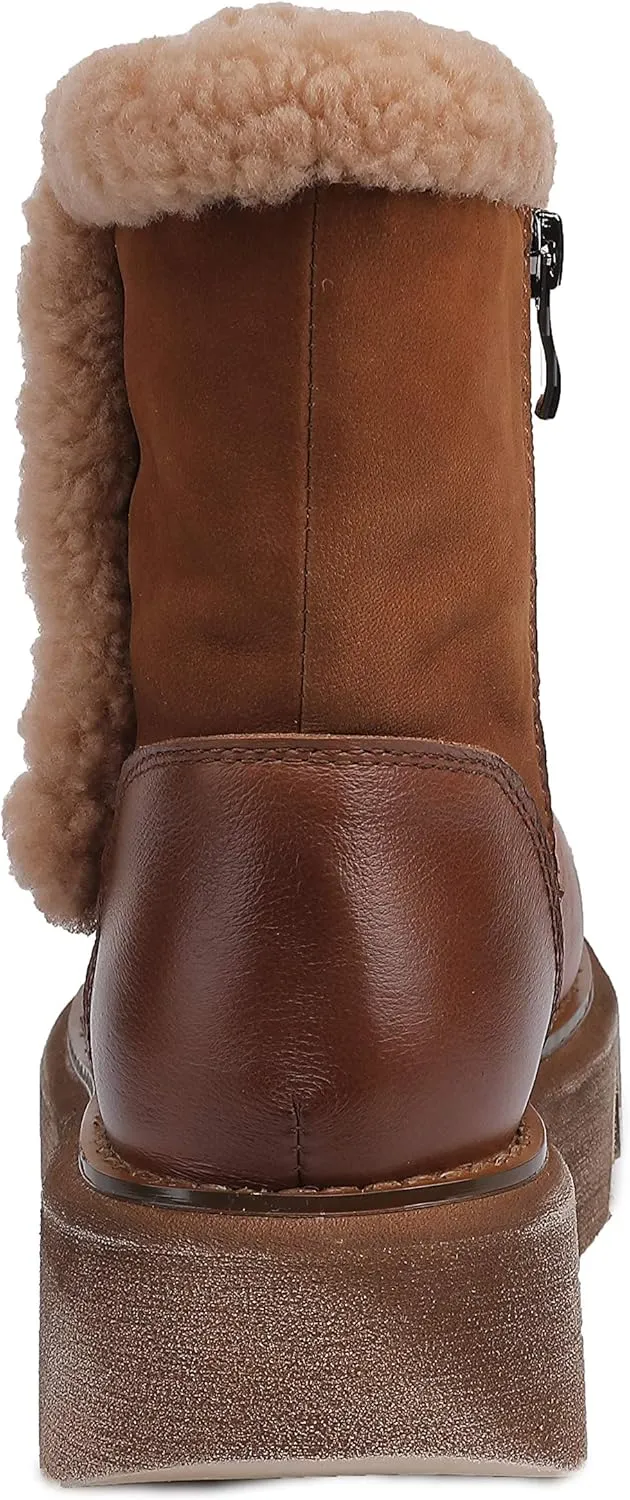 CrazycatZ Womens Leather Snow Boots Platform Leather snow Boots