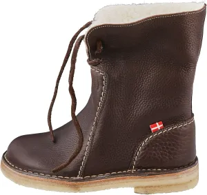 Duckfeet Arhus Unisex Wool-Lined Pebbled Leather Boot - Chocolate