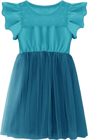Dutebare Girl Tutu Dress Ruffle Sleeve Toddler Tulle Dresses Cute Princess Party Sundress
