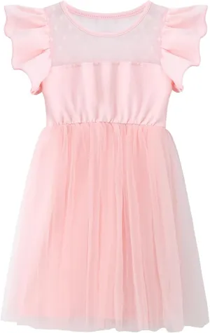 Dutebare Girl Tutu Dress Ruffle Sleeve Toddler Tulle Dresses Cute Princess Party Sundress