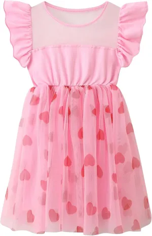 Dutebare Girl Tutu Dress Ruffle Sleeve Toddler Tulle Dresses Cute Princess Party Sundress