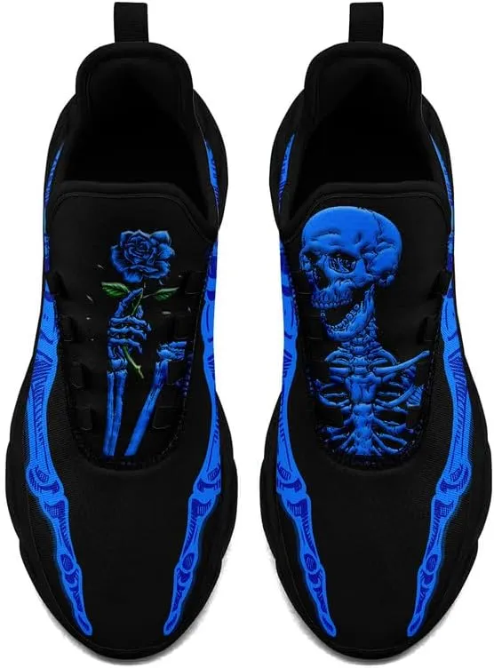 Fashion Skull Running Shoes for Men Women Edgy Elegance Sneakers Gothic Light Weight Mesh EVA Walking Tennis Sports Shoes