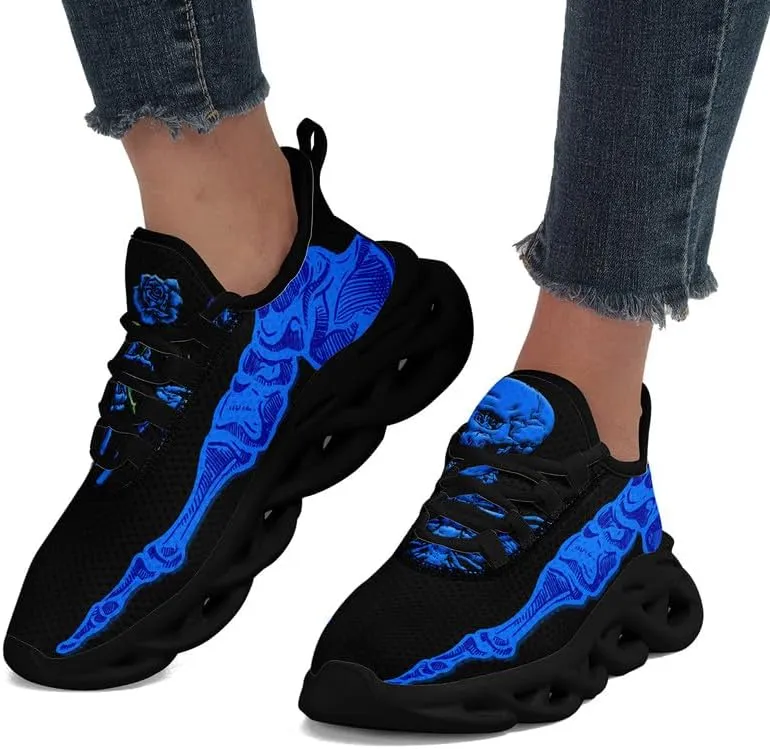 Fashion Skull Running Shoes for Men Women Edgy Elegance Sneakers Gothic Light Weight Mesh EVA Walking Tennis Sports Shoes
