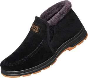 Fashion Snow Boots for Men Comfort Slip On Winter Boots Non Slip Walking Boots Fleece Lined Insulated Boots