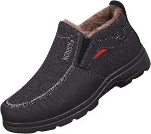 Fashion Snow Boots for Men Comfort Slip On Winter Boots Non Slip Walking Boots Fleece Lined Insulated Boots
