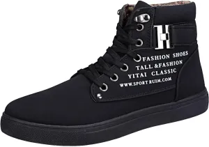 Flat Bottom Sport Shoes for Men Memory Foam Ankle Boots Comfort Lace Up Walking Boots Lightweight Casual Light Boots