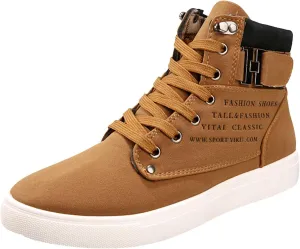 Flat Bottom Sport Shoes for Men Memory Foam Ankle Boots Lace Up Walking Boots Mens Dress Shoes No Laces