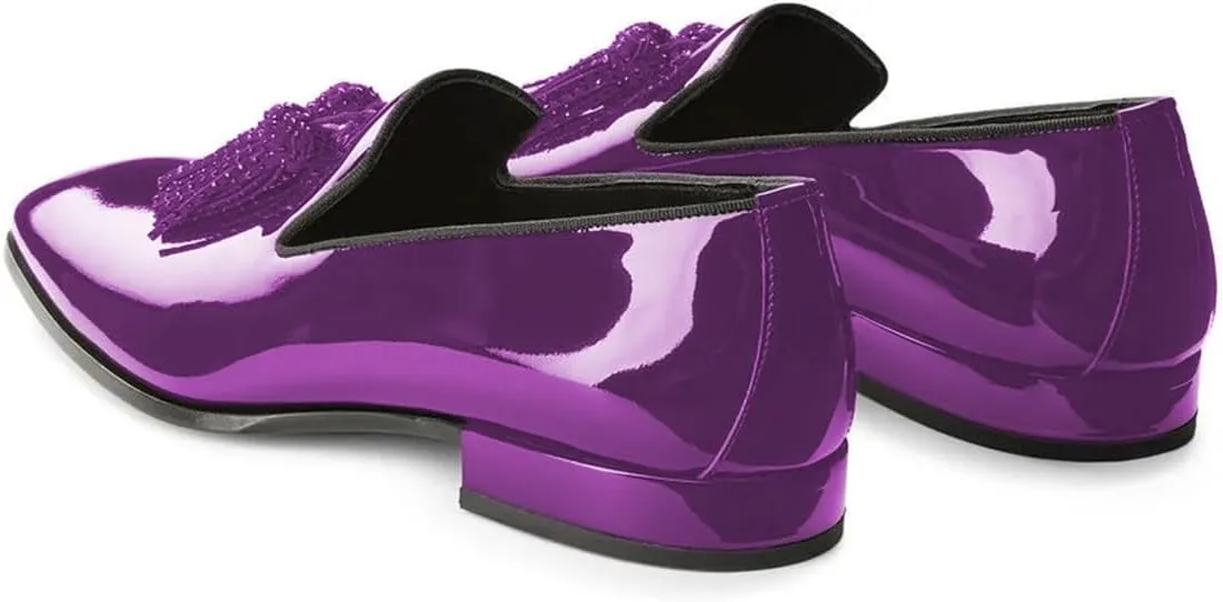 FOWT Women Classic Clossed Square Toe Low Heel Loafers Slip On Ladies Glossy Casual Outdoor Shoes Size 4-16 US