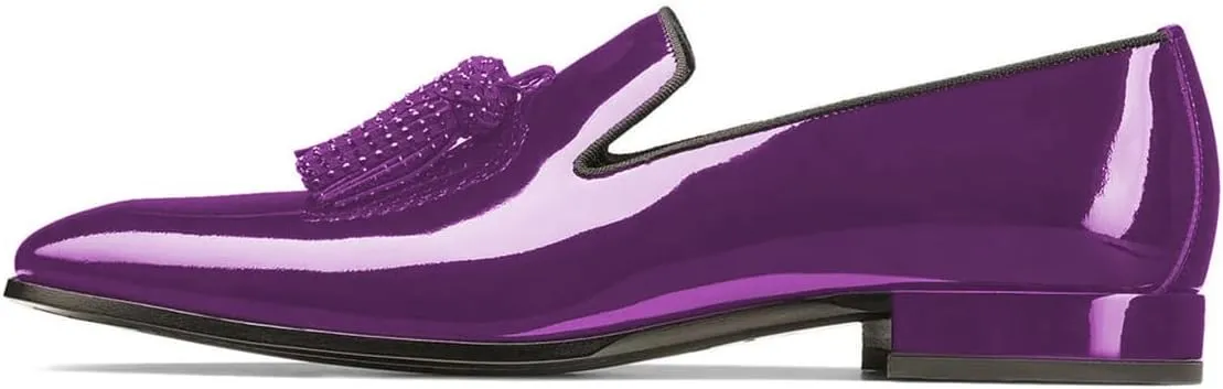 FOWT Women Classic Clossed Square Toe Low Heel Loafers Slip On Ladies Glossy Casual Outdoor Shoes Size 4-16 US