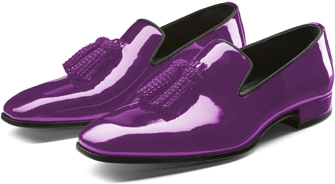 FOWT Women Classic Clossed Square Toe Low Heel Loafers Slip On Ladies Glossy Casual Outdoor Shoes Size 4-16 US