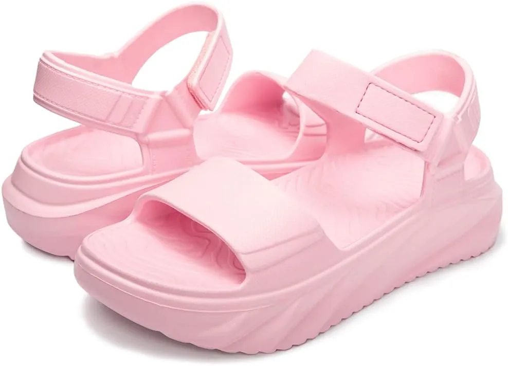 FUNKYMONKEY Women's Platform Plastic Sandals Ultra Light EVA Thick Sole Open Toe Waterproof Shoes