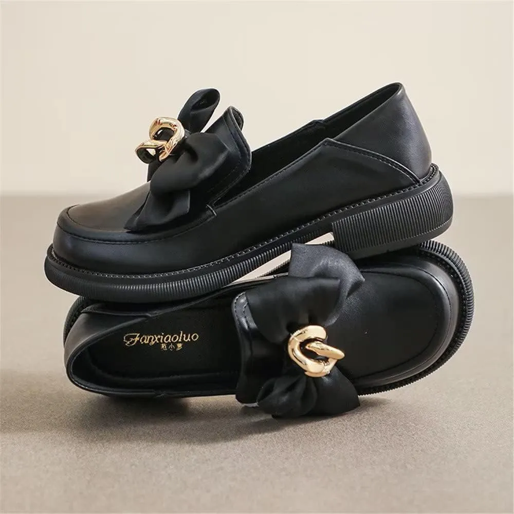 INEELUYI Women's Loafers Comfortable Bowknot Chunky Heel Platform Driving Flats Casual Round Toe Slip On Loafer Shoes