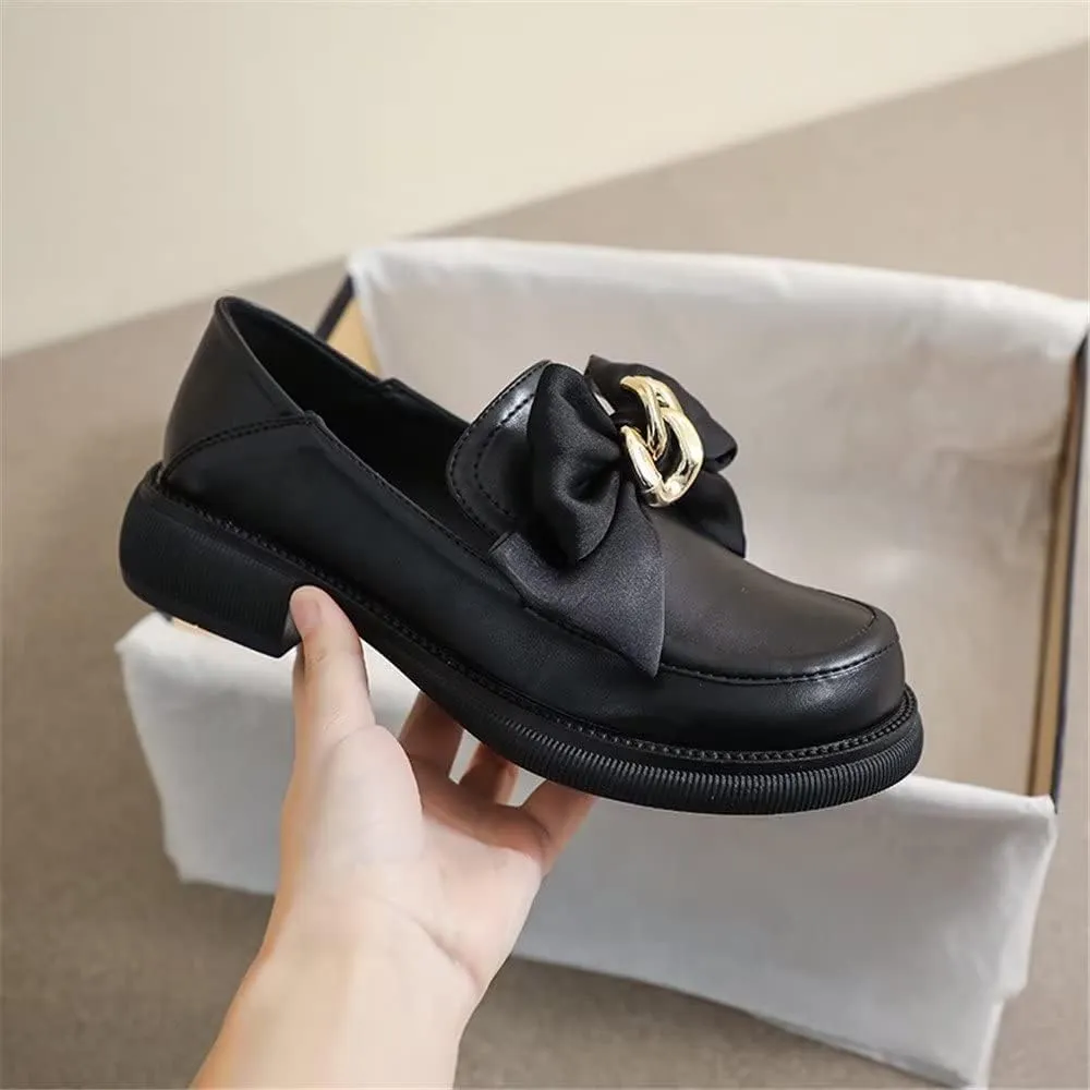 INEELUYI Women's Loafers Comfortable Bowknot Chunky Heel Platform Driving Flats Casual Round Toe Slip On Loafer Shoes