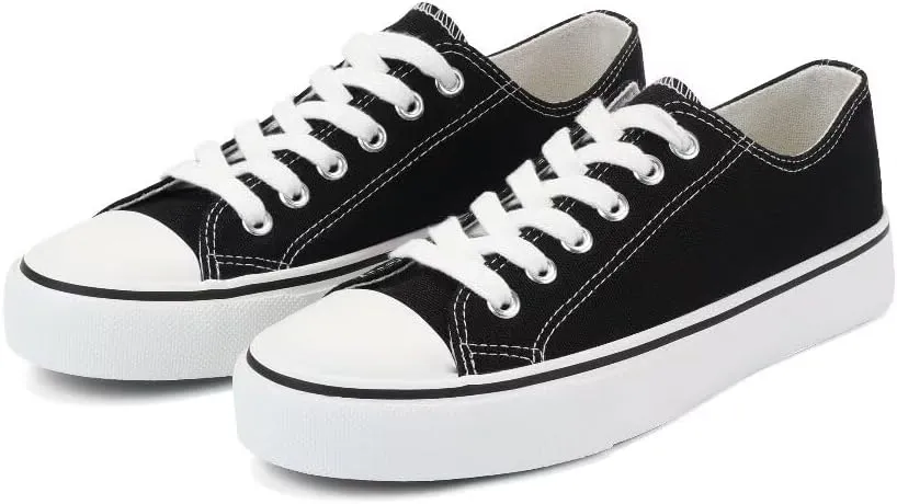 JUDIS Womens Lace Up Canvas Shoes Low Top Fashion Sneakers Casual Tennis Walking Shoes
