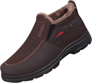 Men's Classic Plush Warm Boots Slip On Ankle Boots Fleece Lined Insulated Winter Boots Comfort Snow Boots Lightweight