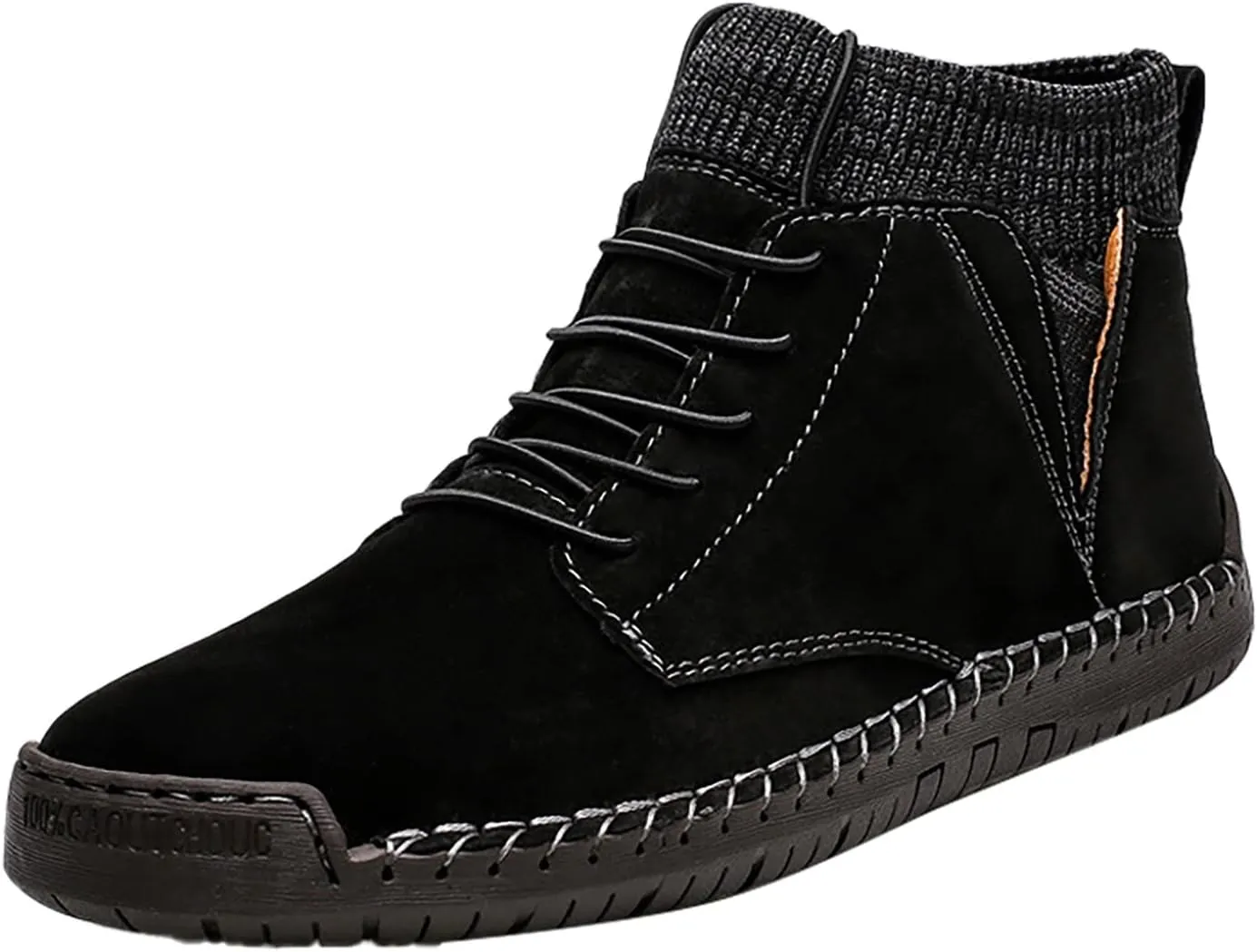 Men's Classic Suede Ankle Boots Lace Up Elastic Winter Boots Soft Flat Soled Mens Casual Fashion Breathable Sneaker