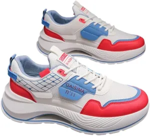 Men's Fashion Running Sneakers - Durable PU Upper, PVC Sole, Cushioned Insole, Breathable Mesh Design, Low-Top Lace-Up Casual Shoes